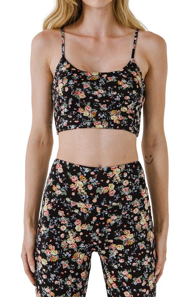 Grey Lab Floral Crop Tank Black Multi at Nordstrom,