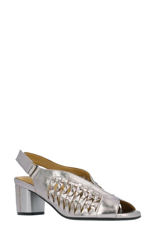 L'Amour des Pieds Myrina Basket Weave Slingback Peep Toe Sandal Champagne at Nordstrom,