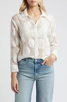 NIKKI LUND Liz Embroidered Floral Button-Up Shirt White at Nordstrom,