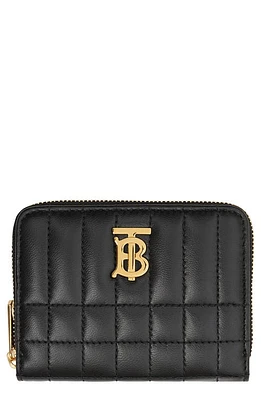 burberry Mini Lola Quilted Lambskin Zip Around Wallet in Black /Light Gold at Nordstrom