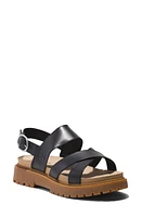 Timberland Clairemont Way Cross Strap Sandal Black Full Grain at Nordstrom,