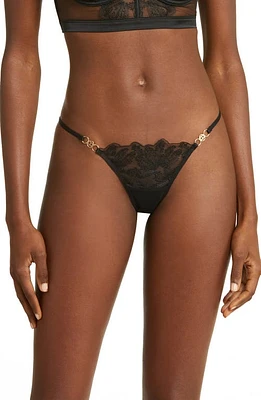 Bluebella Olympia Embroidered Mesh Thong in Black at Nordstrom, Size Medium