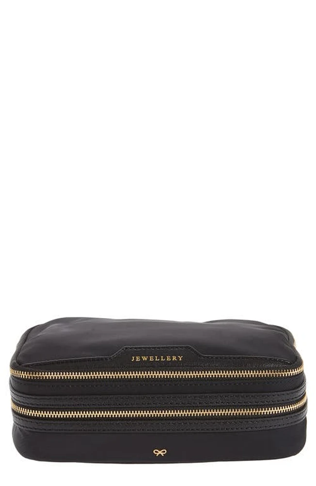 Anya Hindmarch Zip Around Nylon Jewelry Case in Black at Nordstrom