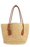 Bottega Veneta Medium Arco Crochet Raffia Tote in 8518 Natural-Wood/Wo-N-G at Nordstrom