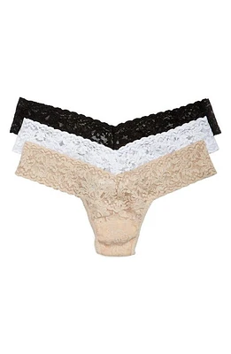 Hanky Panky 3-Pack Low Rise Thong in Black/White/Chai at Nordstrom