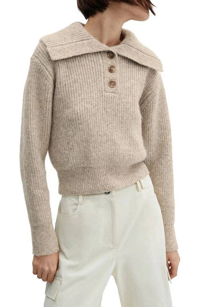 MANGO Wide Collar Sweater Sand at Nordstrom,