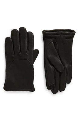 Nordstrom Men's Faux Fur Lined Leather Gloves Black at Nordstrom,