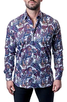 Maceoo Fibonacci Bold Paisley Contemporary Fit Button-Up Shirt Blue Multi at Nordstrom,