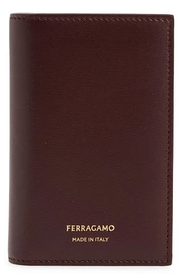 FERRAGAMO Vertical Bifold Leather Card Holder in Dark Barolo Nero at Nordstrom