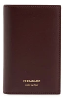 FERRAGAMO Vertical Bifold Leather Card Holder in Dark Barolo Nero at Nordstrom