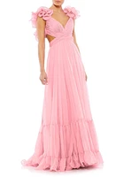 Mac Duggal Rosette Chiffon Cutout Empire Waist Gown at Nordstrom,