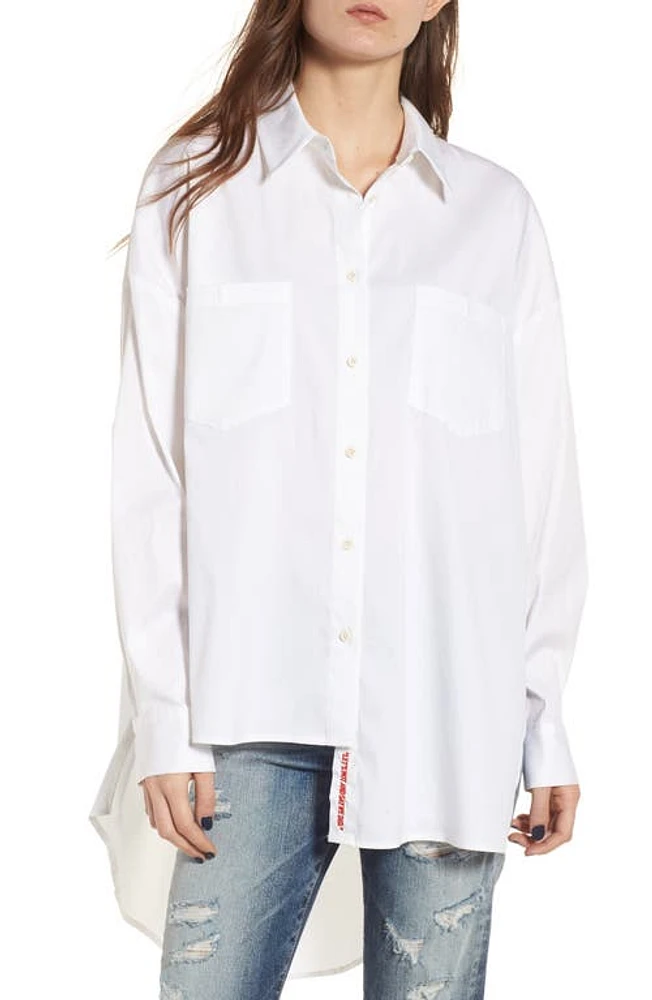 KENDALL + KYLIE Asymmetrical Shirt in Bright White at Nordstrom, Size X-Small