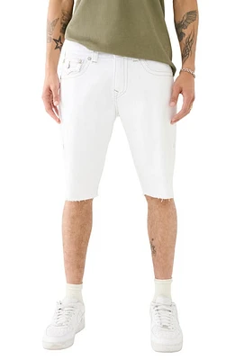 True Religion Brand Jeans Ricky Flap Raw Hem Denim Shorts Optic White at Nordstrom,