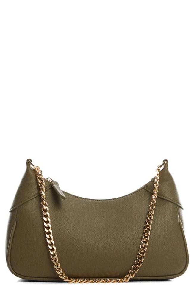 MANGO Faux Leather Hobo Bag in Khaki at Nordstrom