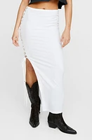 NASTY GAL Lace-Up Knit Skirt White at Nordstrom,