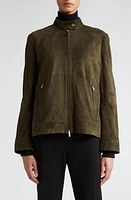 Max Mara Jene Suede Biker Jacket Kaki at Nordstrom,