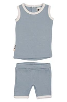 Manière Waffle Tank & Shorts Set Blue at Nordstrom,