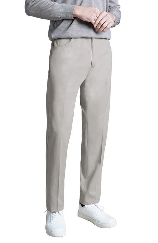 Santorelli Flat Front Cotton Blend Pants Taupe at Nordstrom,