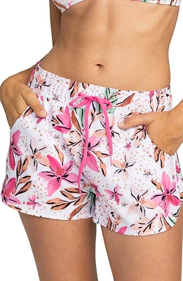 Roxy Wave Print Cover-Up Shorts White Happy Tropical at Nordstrom,