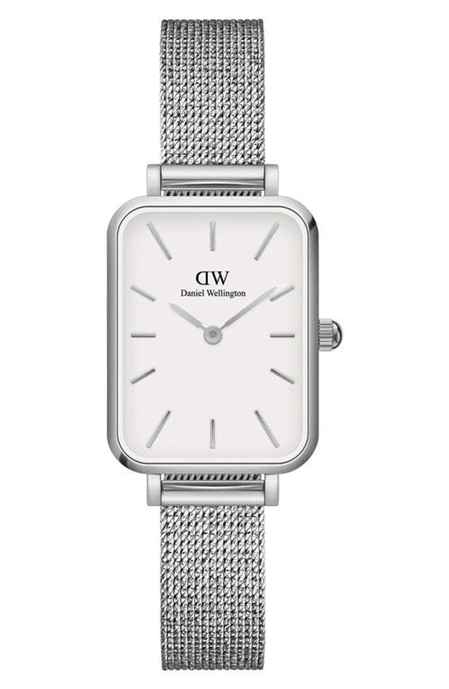 Daniel Wellington Quadro Sterling Mesh Strap Watch, 20mm x 26mm in Black /White/Silver at Nordstrom