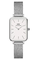 Daniel Wellington Quadro Sterling Mesh Strap Watch, 20mm x 26mm in Black /White/Silver at Nordstrom