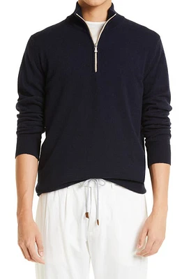 Eleventy Men's Cashmere Quarter Zip Sweater in Blue at Nordstrom, Size Medium