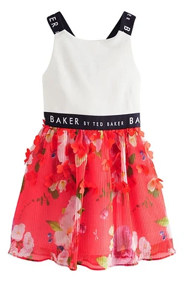 Baker by Ted Kids' 3D Floral Fit & Flare Dress Red at Nordstrom,