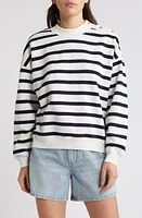 FRAME Button Stripe Sweater Navy Multi at Nordstrom,