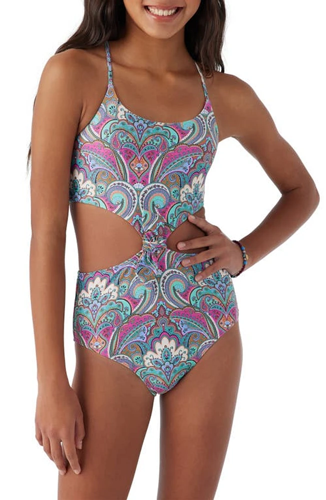 O'Neill Kids' Knot Front One-Piece Swimsuit at Nordstrom,