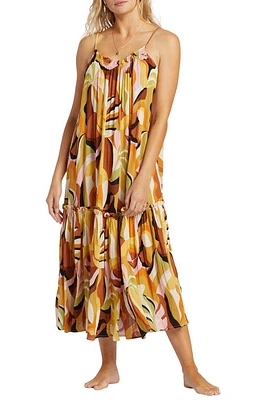 Billabong Sun Follower Ruffle Cover-Up Dress Yellow/Brown Multi at Nordstrom,