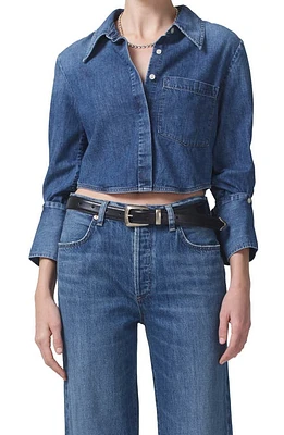 Citizens of Humanity Bea Crop Denim Button-Up Shirt Ambrose at Nordstrom,