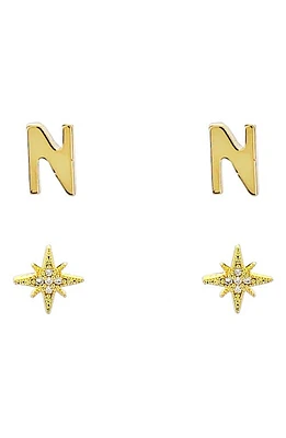 Panacea Initial Starburst Set of 2 Stud Earrings in Gold-N at Nordstrom