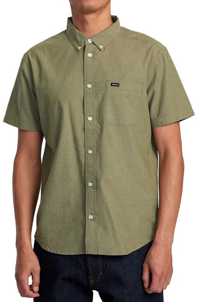 RVCA That'll Do Dobby Short Sleeve Button-Down Shirt Aloe at Nordstrom,