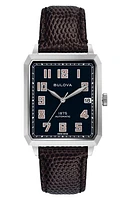 Joseph Bulova Breton Leather Strap Watch, 32mm in Silver-Tone at Nordstrom