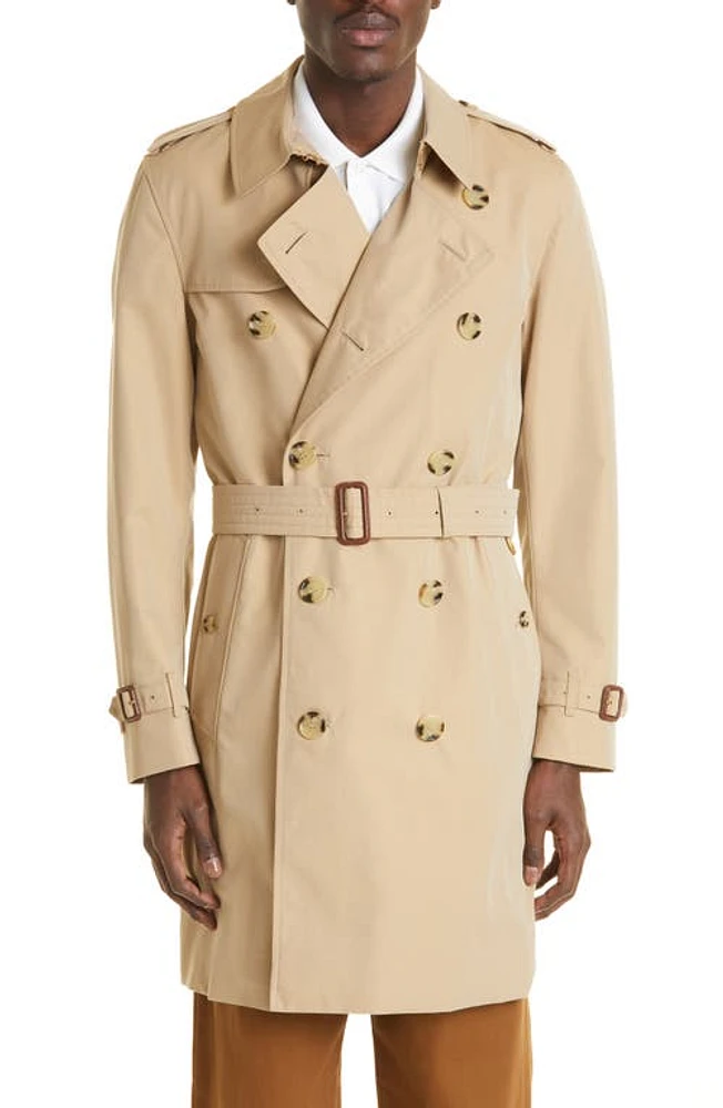 burberry The Kensington Mid Cotton Gabardine Trench Coat Honey at Nordstrom, Us