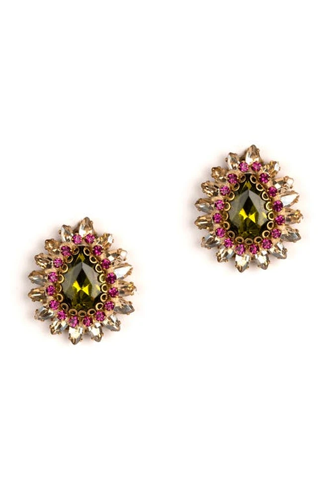 Deepa Gurnani Leesha Crystal Post Earrings in Lime at Nordstrom