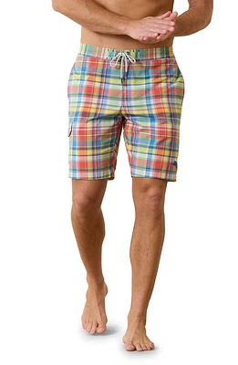 Tommy Bahama Baja Madras Madness Board Shorts Coral Quartz at Nordstrom,