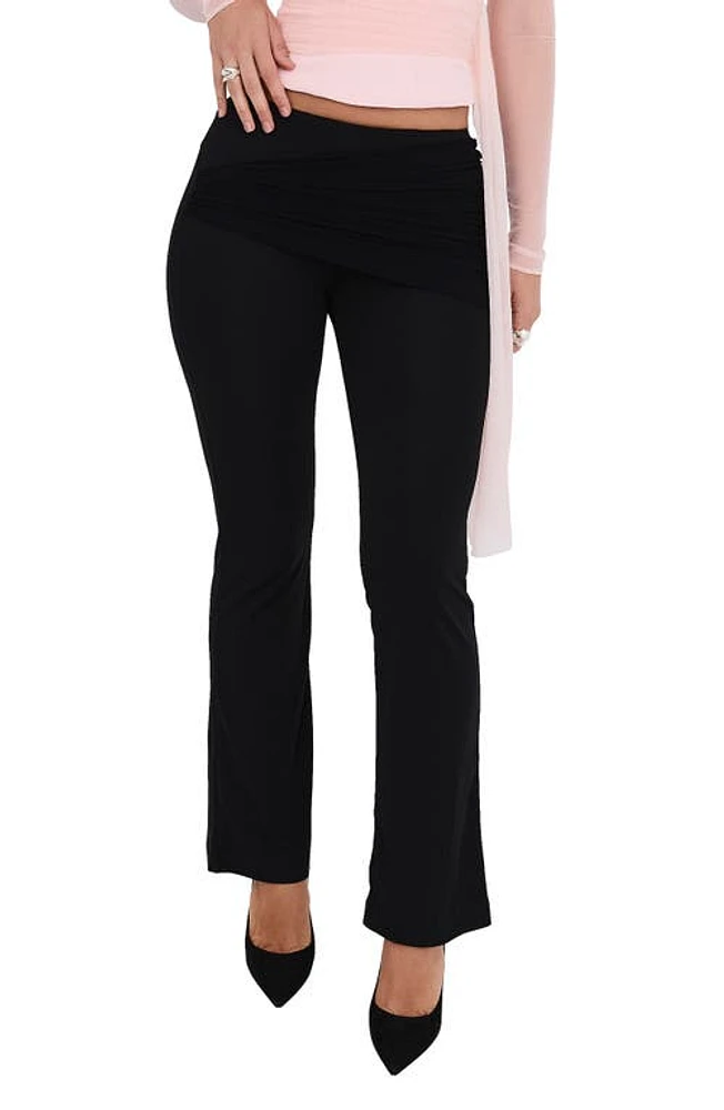 Mistress Rocks Drape Panel Flare Pants Black at Nordstrom,