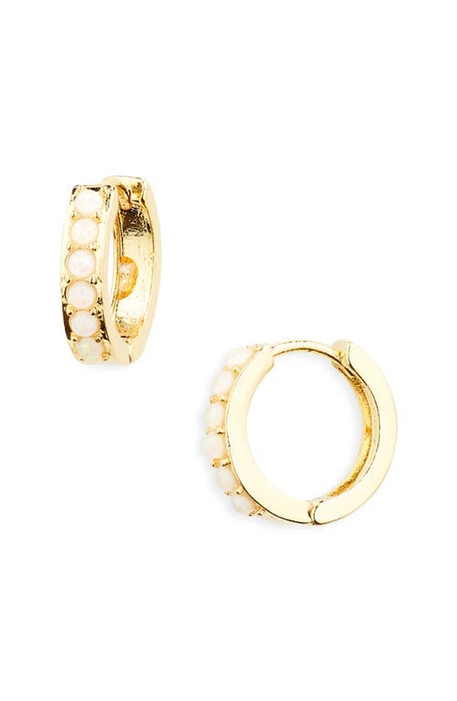 BP. 14K Gold Dipped & Imitation Pearl Huggie Hoop Earrings at Nordstrom