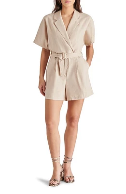 Steve Madden Honor Belted Cotton & Linen Romper Natural at Nordstrom,