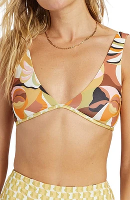 Billabong Return to Paradise Reversible Bikini Top in Yellow/Orange Multi at Nordstrom, Size X-Small