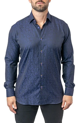 Maceoo Fibonacci Paisley Egyptian Cotton Button-Up Shirt Blue at Nordstrom,