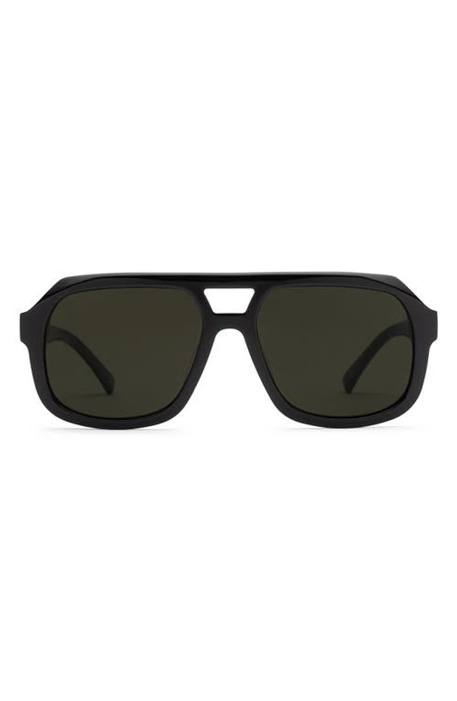 Electric Augusta 57mm Polarized Square Aviator Sunglasses in Gloss Black/Grey Polar at Nordstrom