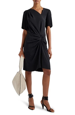 Isabel Marant Kehora Knot Detail Short Sleeve Dress Black at Nordstrom, Us