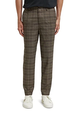 Scotch & Soda Hefe Plaid Straight Leg Pants in Camel Night Check at Nordstrom, Size 31