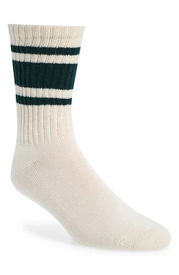 American Trench The Mono Stripe Cotton Blend Crew Socks in Forest Green at Nordstrom