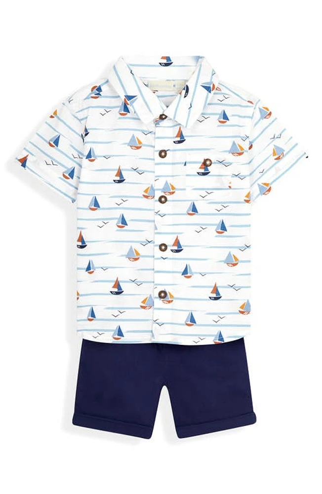 JOJO MAMAN BEBE Boat Print Shirt & Shorts White at Nordstrom,