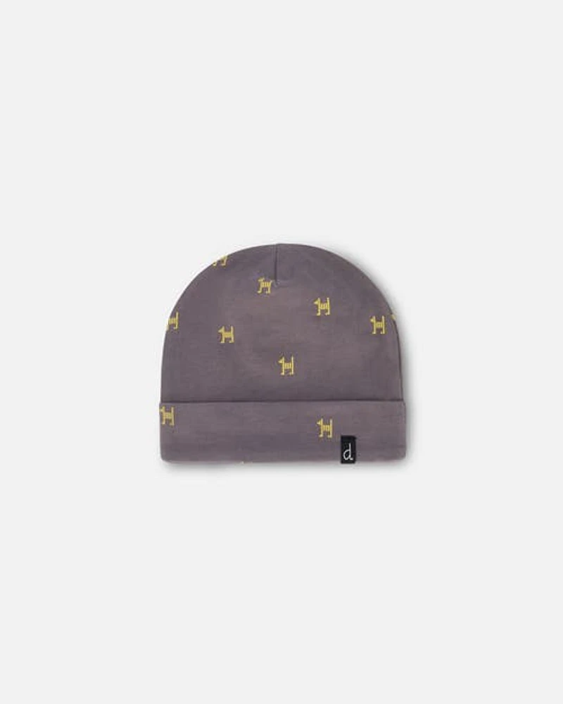 Deux Par Deux Baby Boy's Organic Cotton Hat Dark Grey With Printed Pixel Dog in Dark Grey With Printed Dog at Nordstrom, Size 3-6M