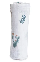 little unicorn Cotton Muslin Swaddle Blanket in Prickle Pots at Nordstrom