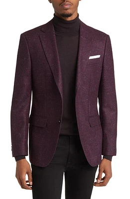 BOSS Hutson Wool & Silk Tweed Sport Coat Dark Red at Nordstrom,